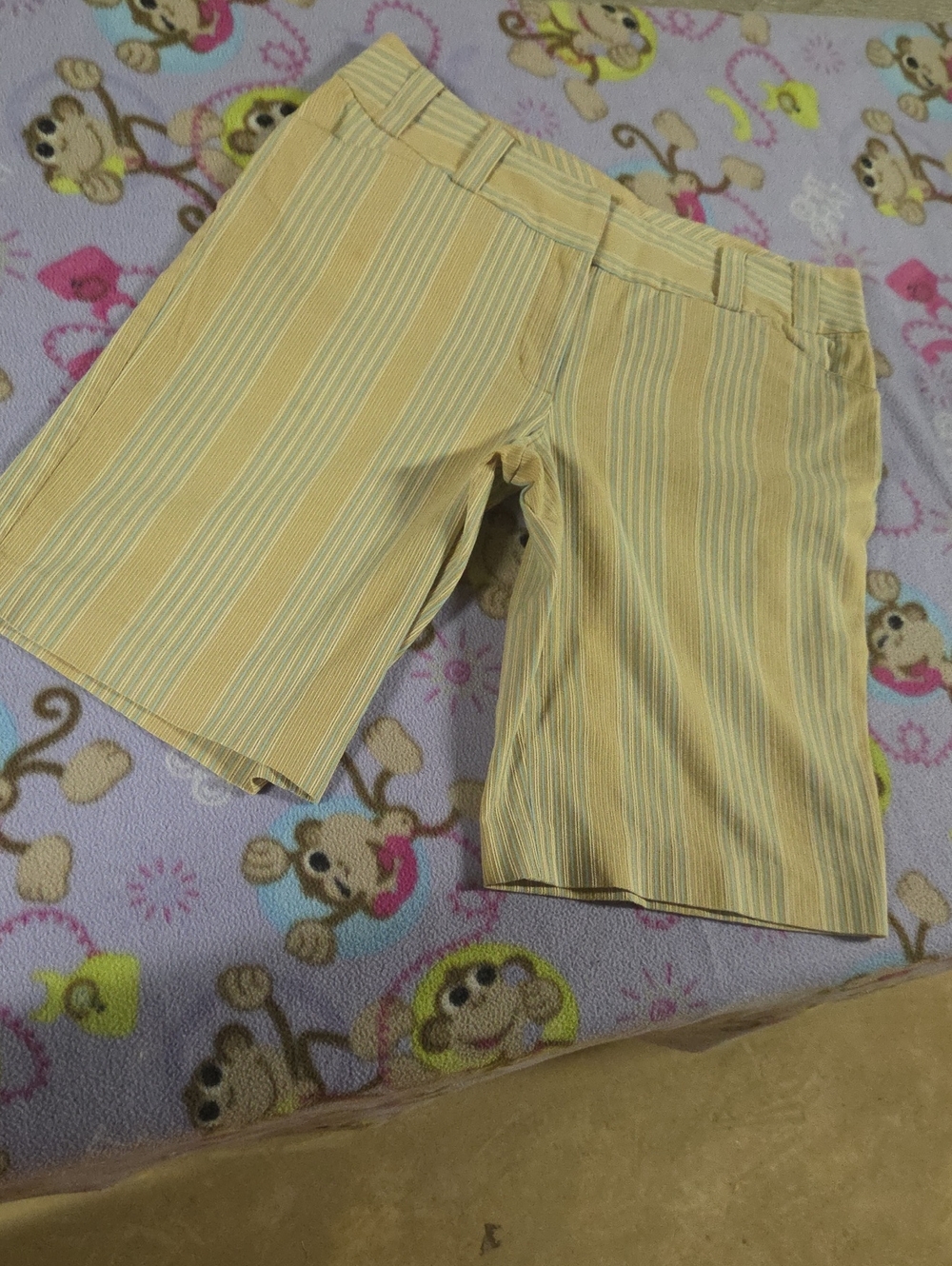 Tyler Boe Beige Shorts with Pale Blue Pinstripes